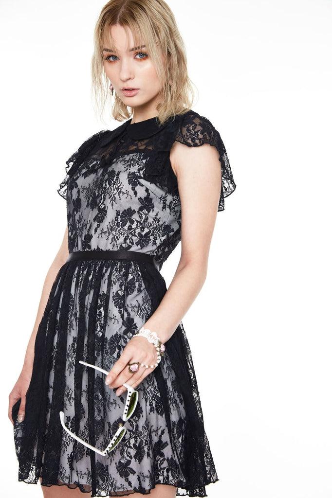 Lace Overlay Collar Dress-Jawbreaker-Dark Fashion Clothing