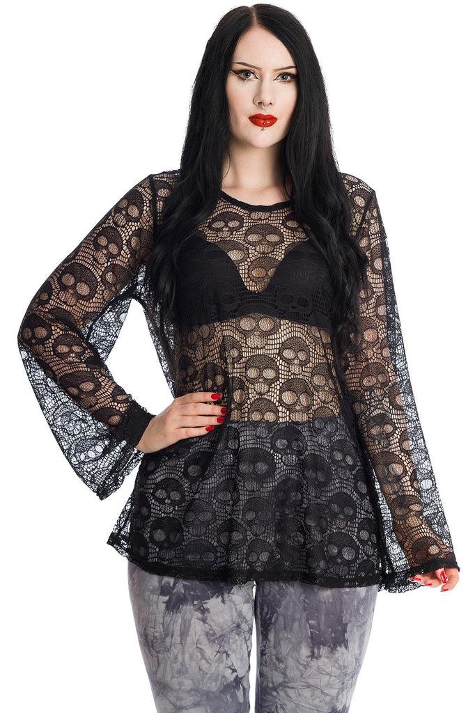 Lace Skull Dress-Banned-Dark Fashion Clothing
