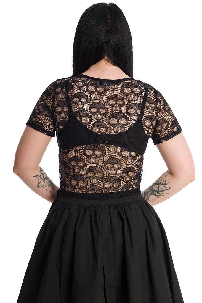 Lace Skull Top-Banned-Dark Fashion Clothing