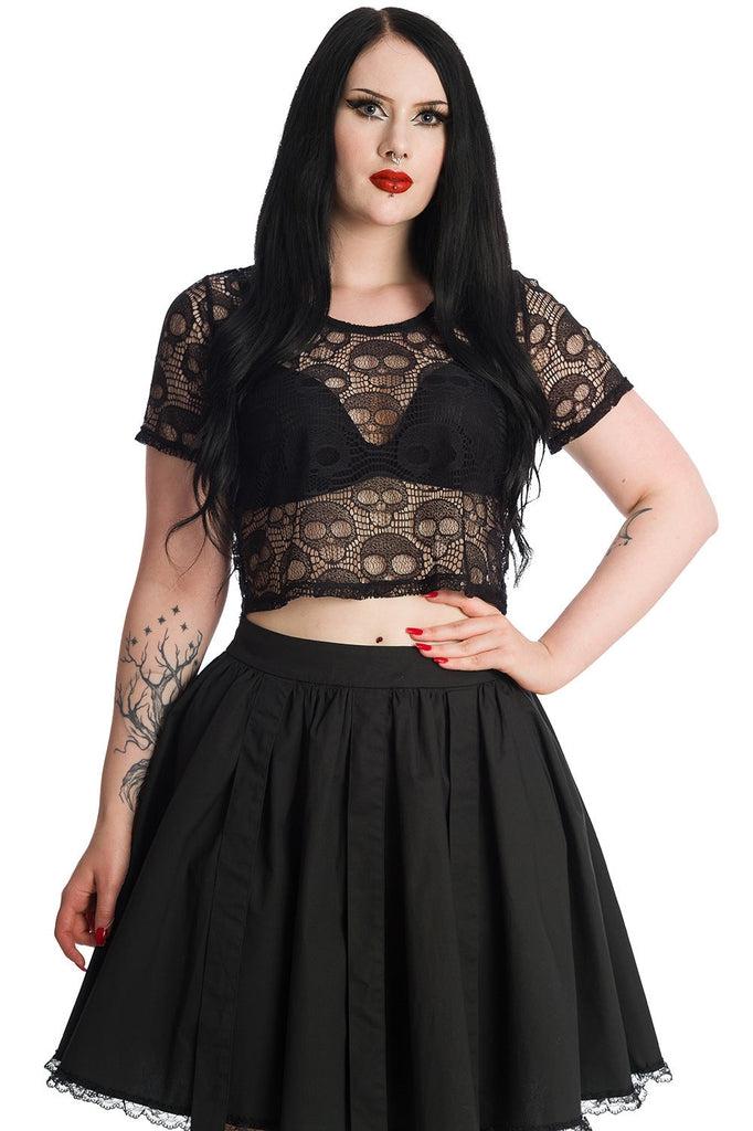 Lace Skull Top-Banned-Dark Fashion Clothing