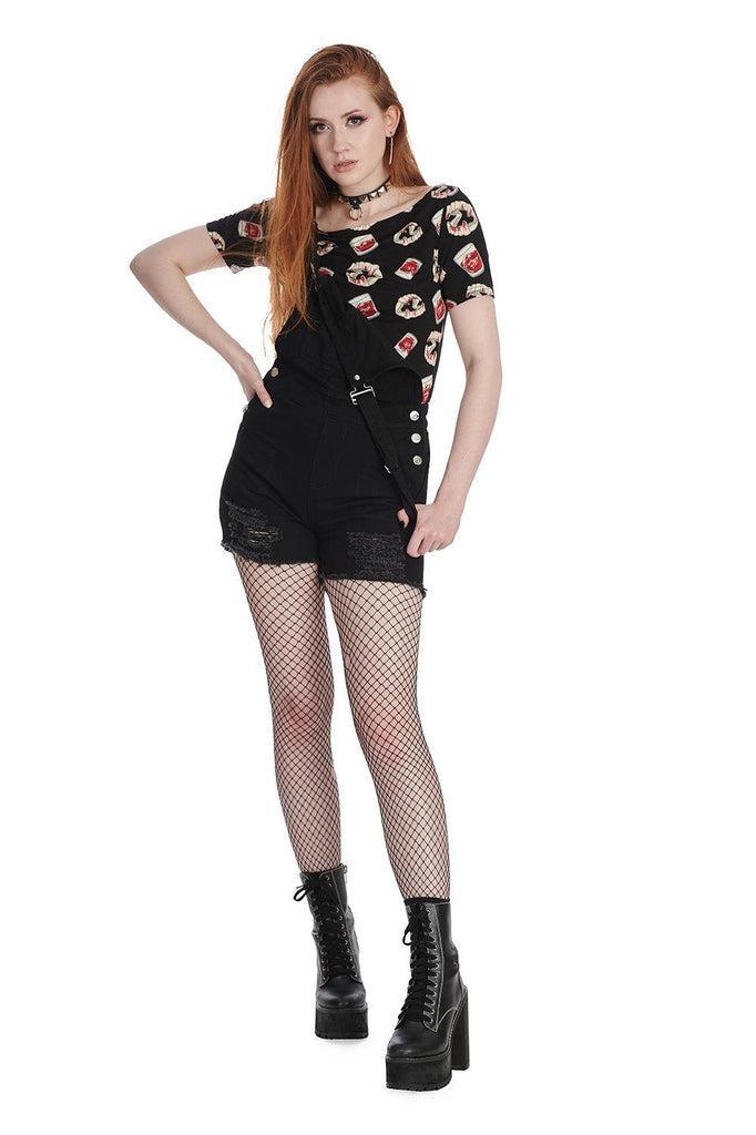 Leathan Playsuit-Banned-Dark Fashion Clothing