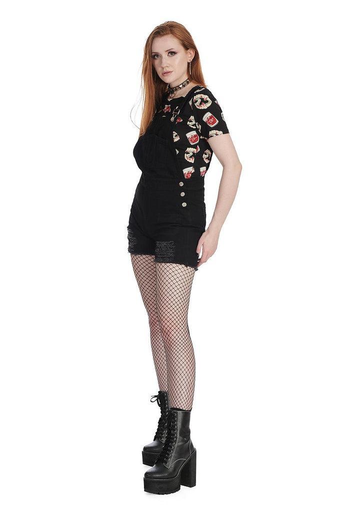 Leathan Playsuit-Banned-Dark Fashion Clothing