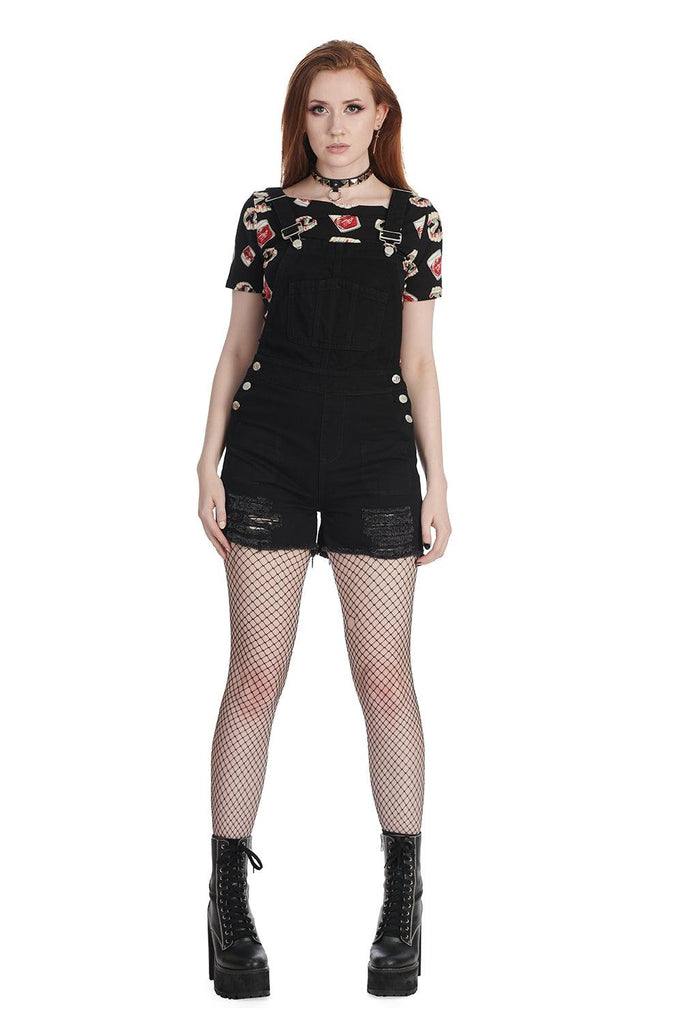 Leathan Playsuit-Banned-Dark Fashion Clothing