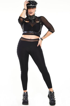 Leggings With O-ring Detail At Side Seams-Jawbreaker-Dark Fashion Clothing