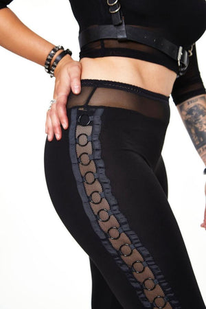 Leggings With O-ring Detail At Side Seams-Jawbreaker-Dark Fashion Clothing