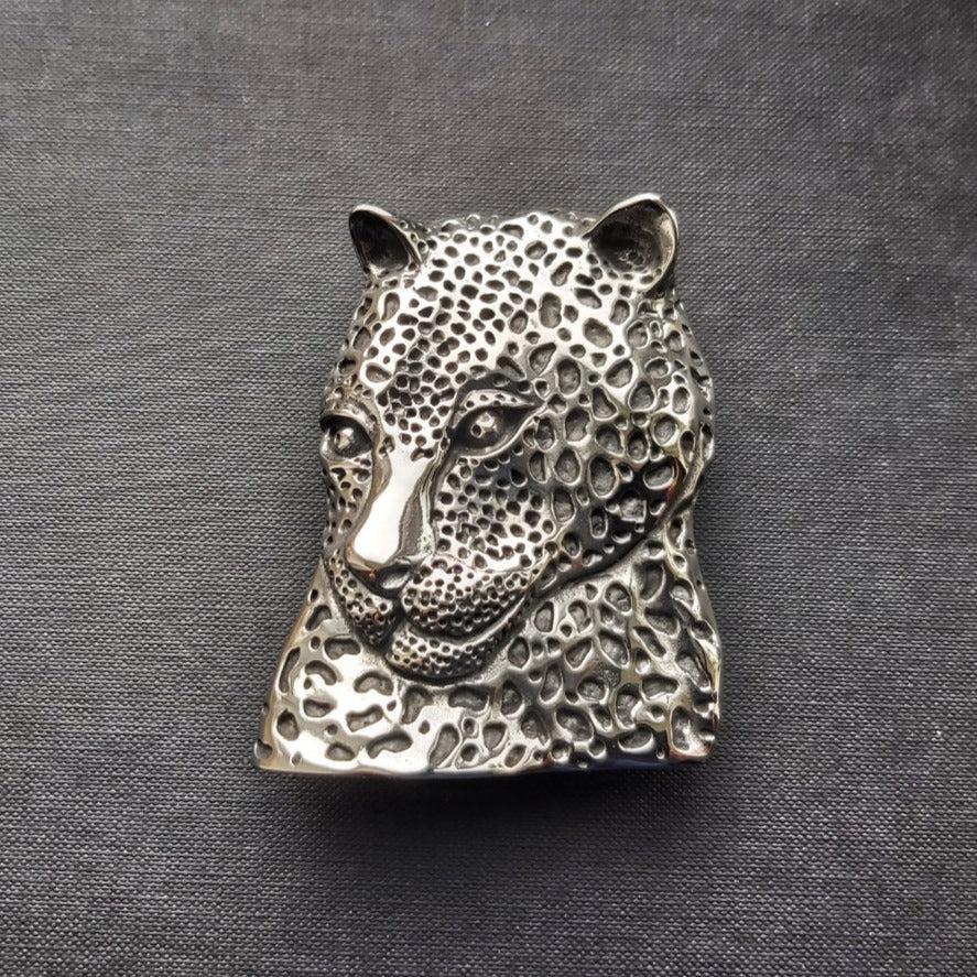 Leopard Belt Buckle - Steel - 0033-Badboy-Dark Fashion Clothing