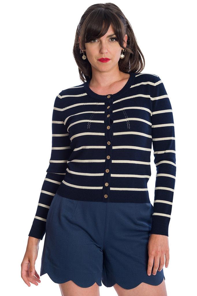 Lets Sail Stripe Cardigan-Banned-Dark Fashion Clothing