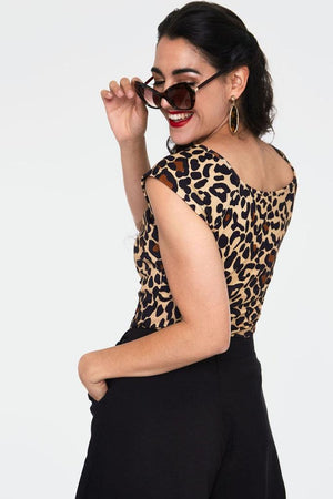 Maddie Leopard Print Keyhole Top-Voodoo Vixen-Dark Fashion Clothing