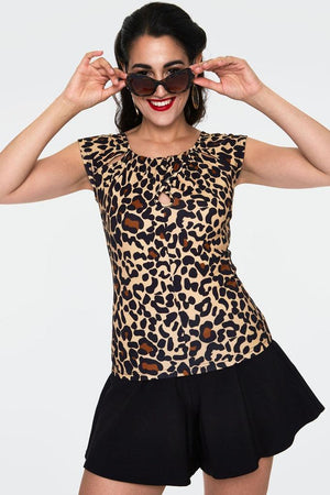 Maddie Leopard Print Keyhole Top-Voodoo Vixen-Dark Fashion Clothing