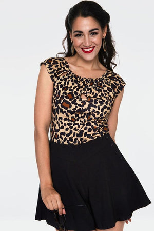 Maddie Leopard Print Keyhole Top-Voodoo Vixen-Dark Fashion Clothing