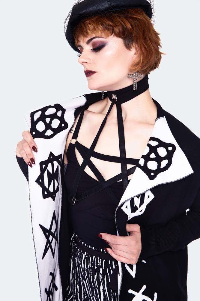 Magic Symbols Reverse Cardigan-Jawbreaker-Dark Fashion Clothing