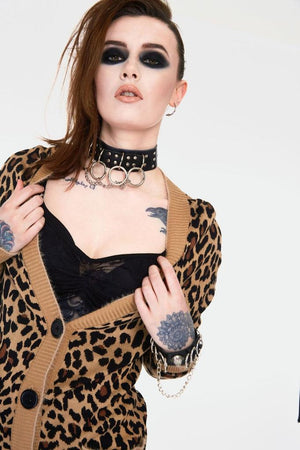 Maneater Leopard Print Oversized Cardigan-Jawbreaker-Dark Fashion Clothing