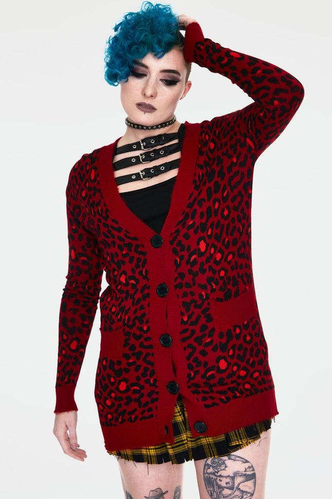 Maneater Leopard Print Oversized Cardigan-Jawbreaker-Dark Fashion Clothing