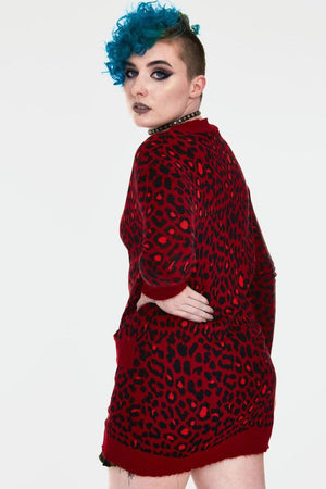 Maneater Leopard Print Oversized Cardigan-Jawbreaker-Dark Fashion Clothing