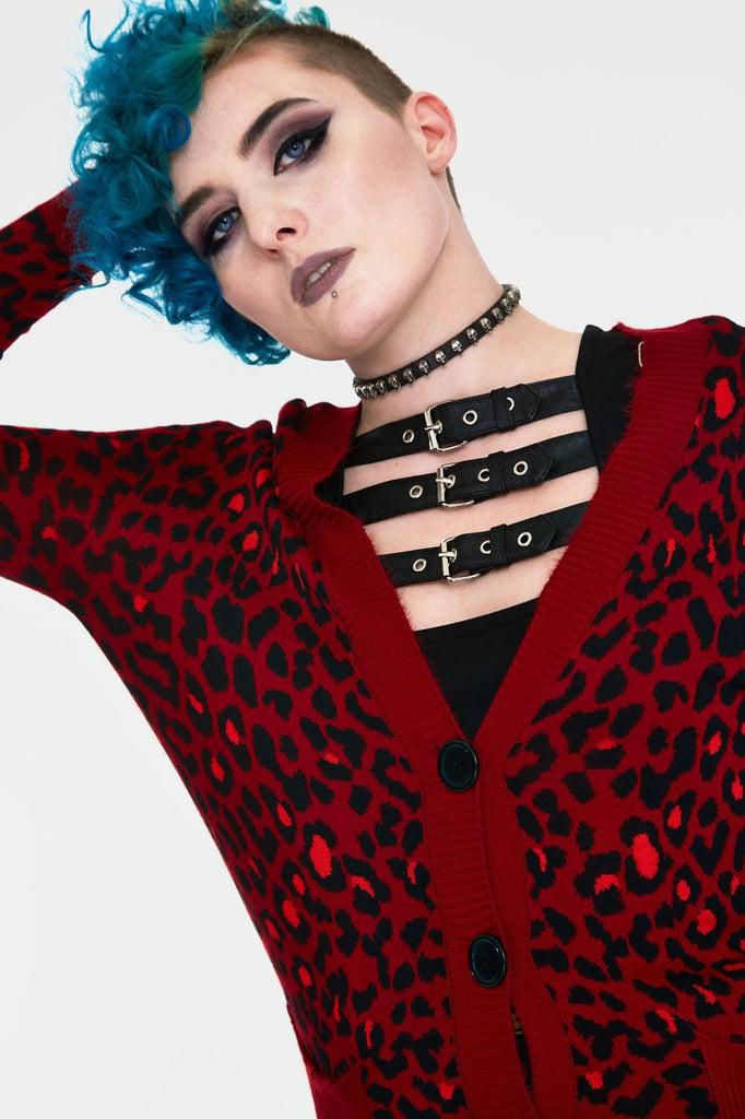 Maneater Leopard Print Oversized Cardigan-Jawbreaker-Dark Fashion Clothing