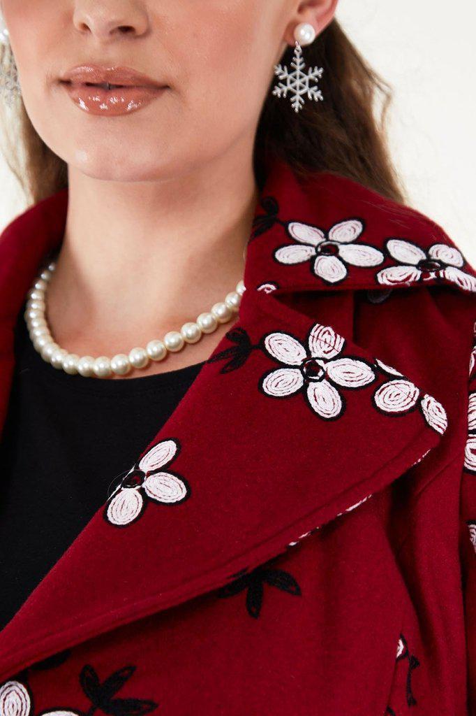 Marjorie Floral Trench Coat-Voodoo Vixen-Dark Fashion Clothing