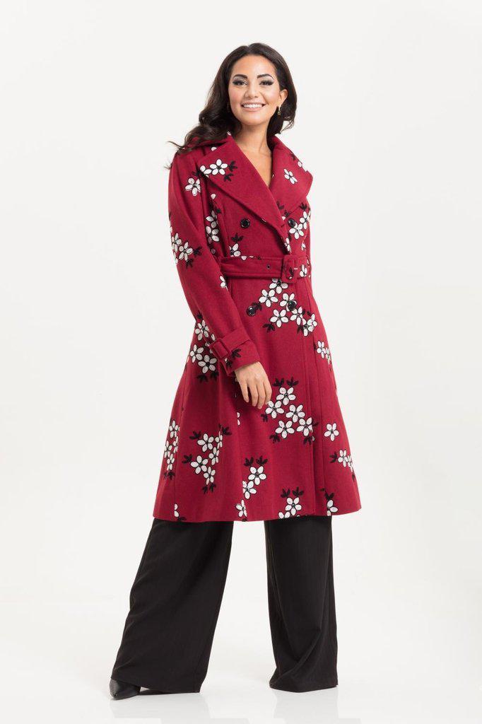 Marjorie Floral Trench Coat-Voodoo Vixen-Dark Fashion Clothing