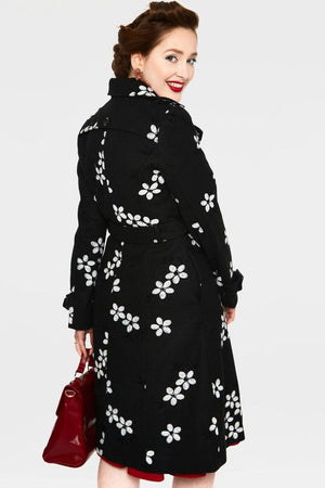Marjorie Floral Trench Coat-Voodoo Vixen-Dark Fashion Clothing