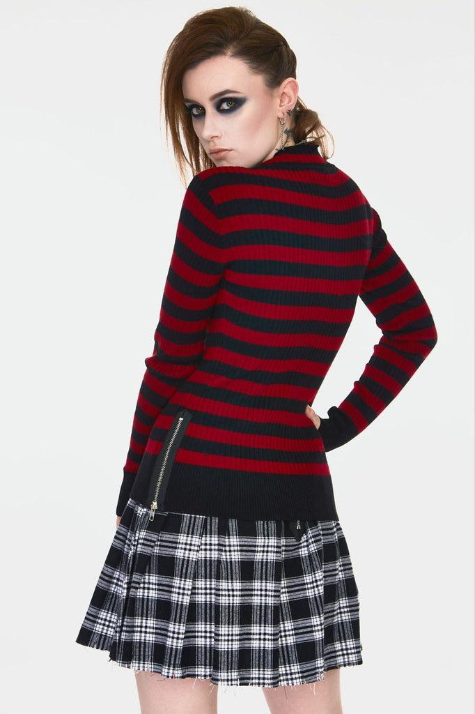 Menace Stripe Sweater-Jawbreaker-Dark Fashion Clothing