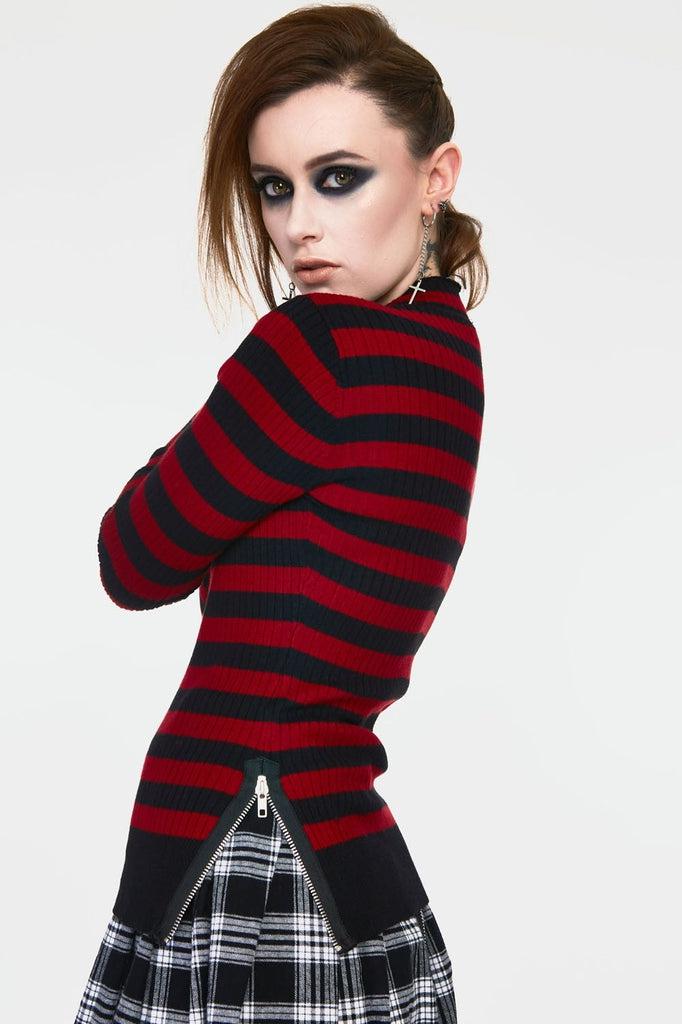 Menace Stripe Sweater-Jawbreaker-Dark Fashion Clothing