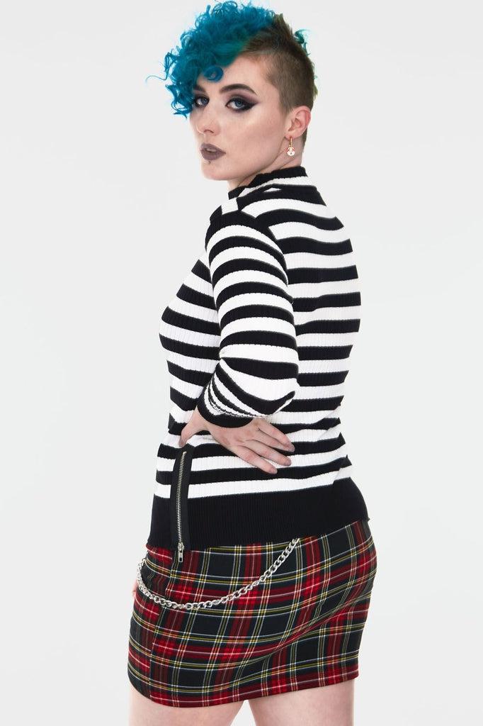 Menace Stripe Sweater-Jawbreaker-Dark Fashion Clothing