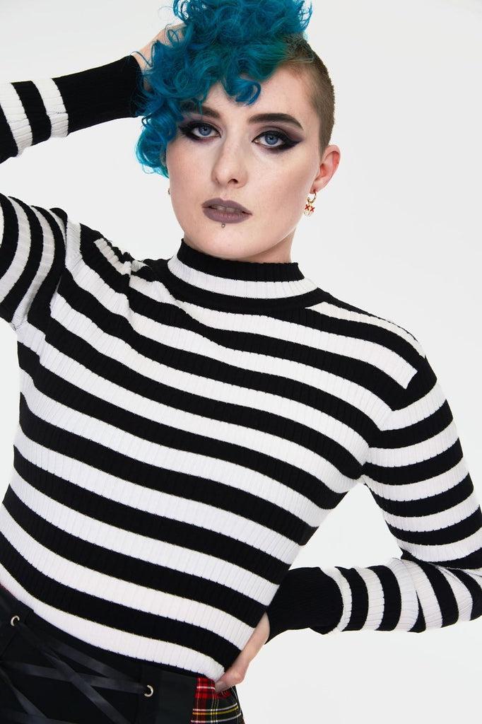 Menace Stripe Sweater-Jawbreaker-Dark Fashion Clothing