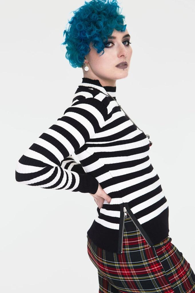 Menace Stripe Sweater-Jawbreaker-Dark Fashion Clothing