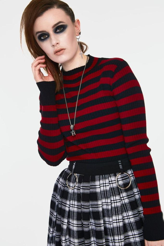 Menace Stripe Sweater-Jawbreaker-Dark Fashion Clothing