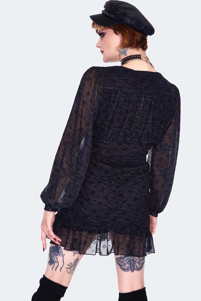 Mesh Green Zebra With Stars Long sleeve-Jawbreaker-Dark Fashion Clothing