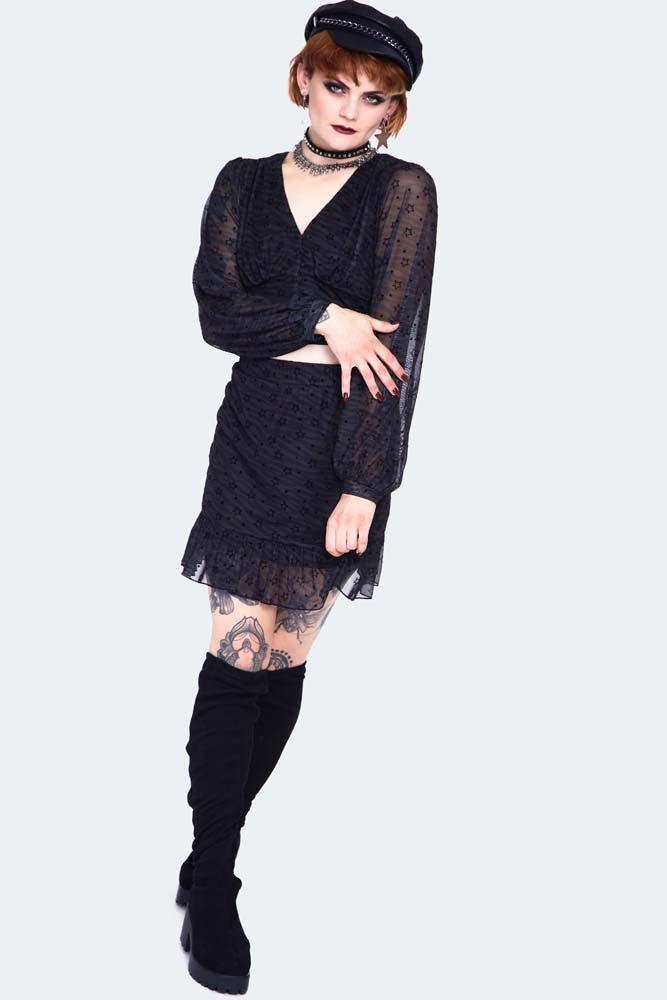 Mesh Green Zebra With Stars Long sleeve-Jawbreaker-Dark Fashion Clothing