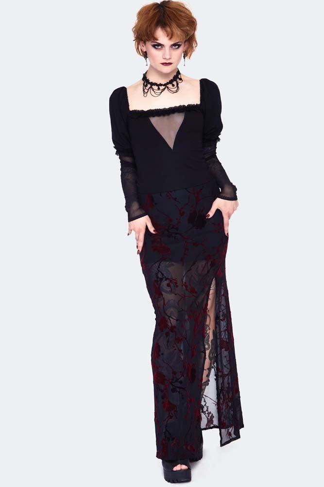 Mesh Panels Long Sleeve Top With Lace-Jawbreaker-Dark Fashion Clothing