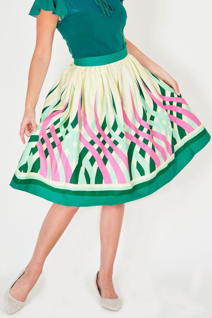Mia Colour Wheel Border Print Flare Skirt-Voodoo Vixen-Dark Fashion Clothing