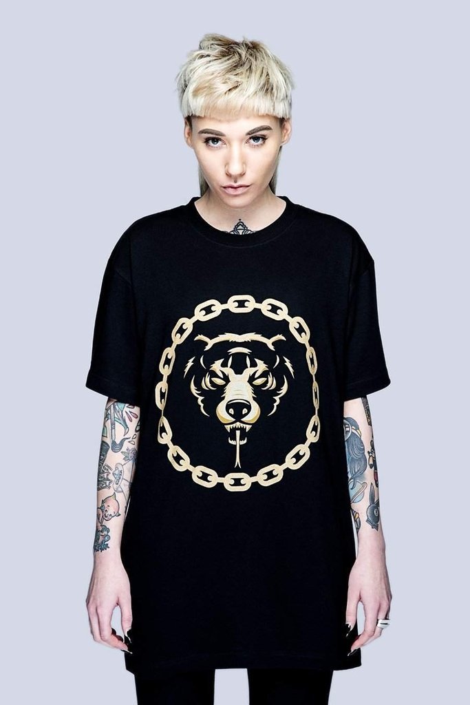 Mishka 2.0 Death Adder Chain T-Shirt - Gold or Turquoise-Long Clothing-Dark Fashion Clothing
