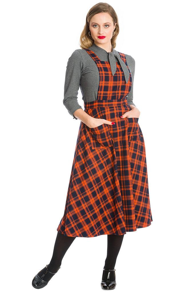 Miss Spook Check Pinafore Dress-Banned-Dark Fashion Clothing