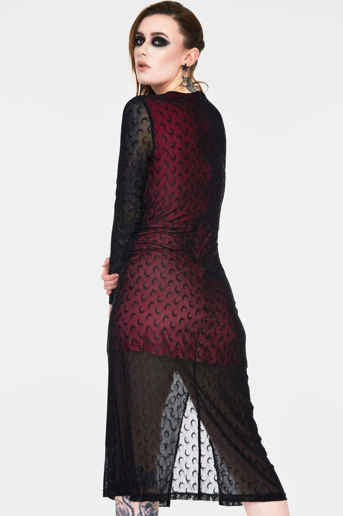 Moonstruck Mesh Midi Dress-Jawbreaker-Dark Fashion Clothing