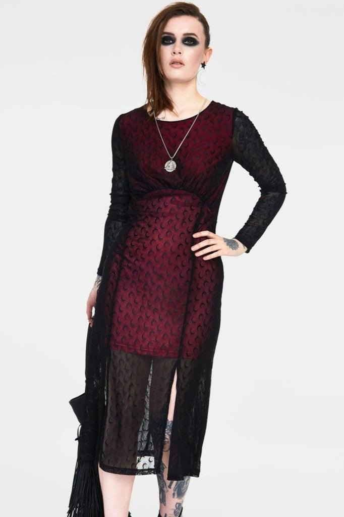 Moonstruck Mesh Midi Dress-Jawbreaker-Dark Fashion Clothing