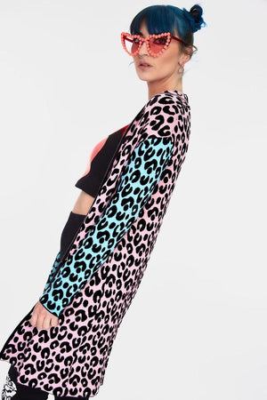 Multi Pastel Leopard Print Cardigan-Jawbreaker-Dark Fashion Clothing