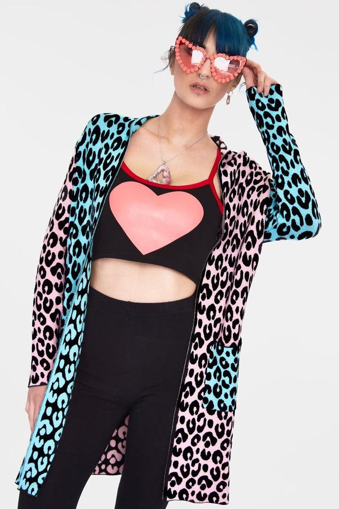 Multi Pastel Leopard Print Cardigan-Jawbreaker-Dark Fashion Clothing