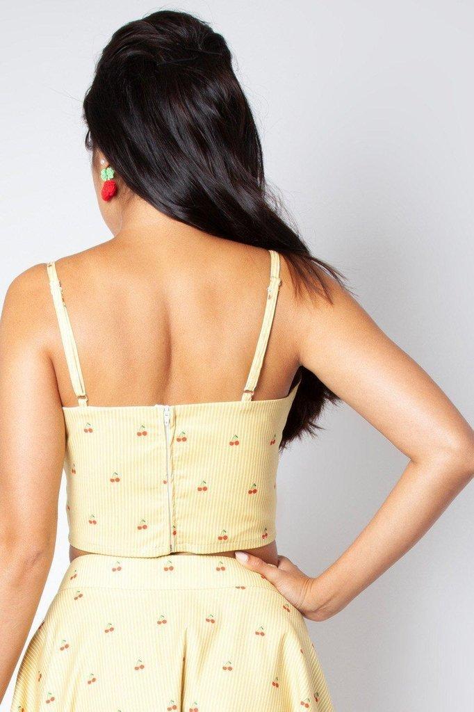 Natalie Cherry Stripe Crop Top-Voodoo Vixen-Dark Fashion Clothing