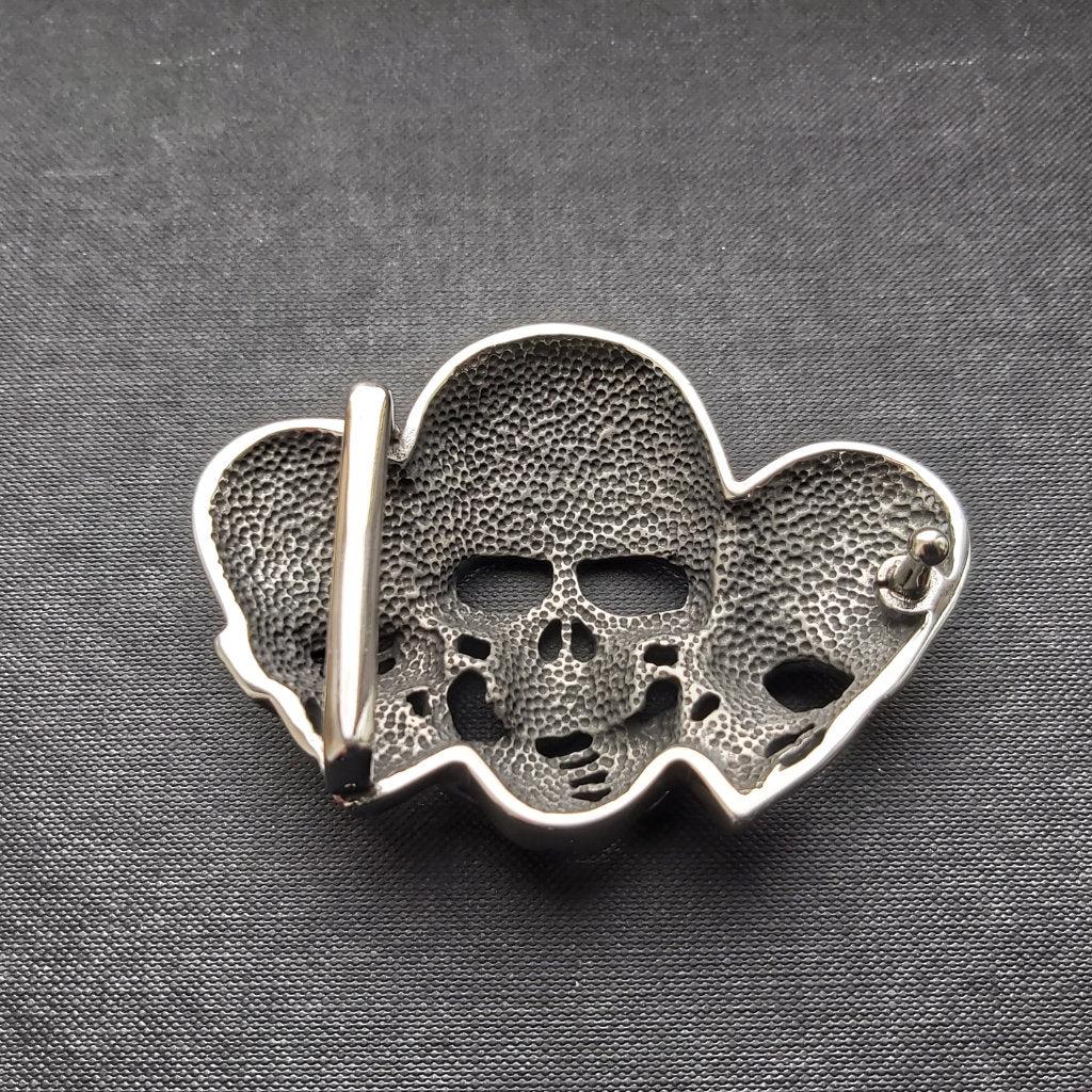 No Evil Skulls Belt Buckle - Stainless Steel - 0007-Badboy-Dark Fashion Clothing