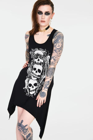 No Evil Witchy Dress With Back Ties-Jawbreaker-Dark Fashion Clothing