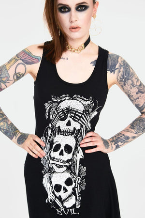 No Evil Witchy Dress With Back Ties-Jawbreaker-Dark Fashion Clothing