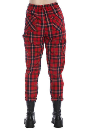 Norval Tapered Tartan Trousers-Banned-Dark Fashion Clothing