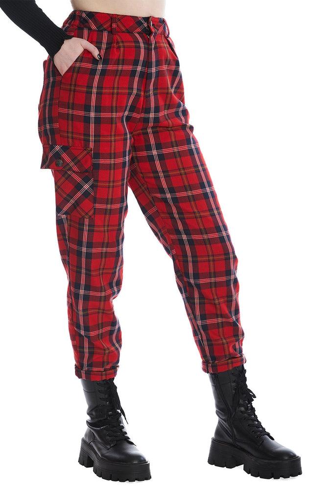 Norval Tapered Tartan Trousers-Banned-Dark Fashion Clothing
