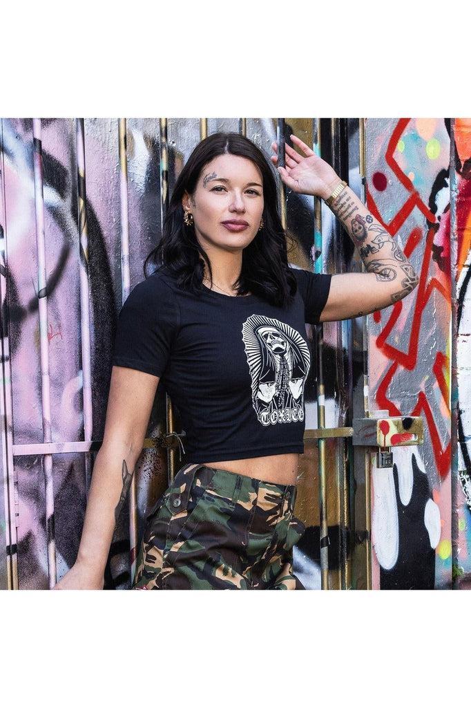 Nun Cropped Tee-Toxico-Dark Fashion Clothing