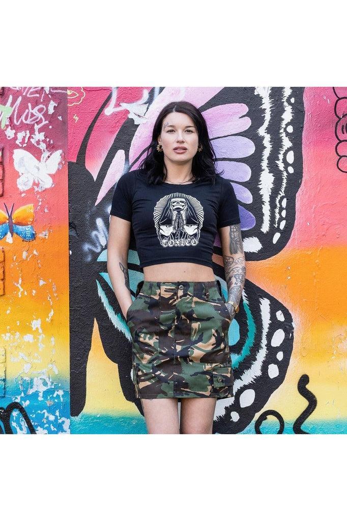 Nun Cropped Tee-Toxico-Dark Fashion Clothing