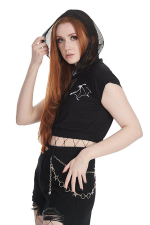 Ombra Net Hoodie-Banned-Dark Fashion Clothing