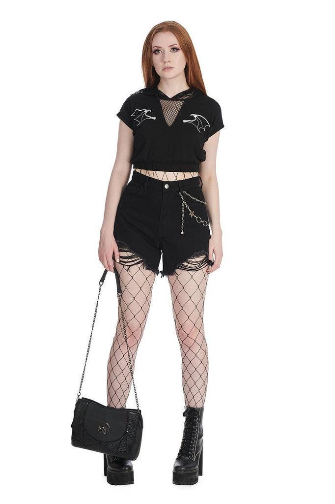 Ombra Net Hoodie-Banned-Dark Fashion Clothing