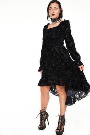 Paisley Burnout High Low Dress-Jawbreaker-Dark Fashion Clothing