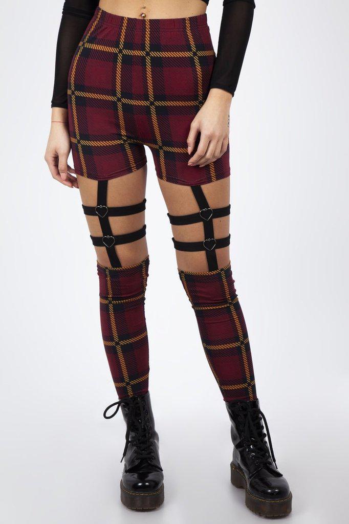 Passionate By Nature Plaid Harness Leggings-Jawbreaker-Dark Fashion Clothing